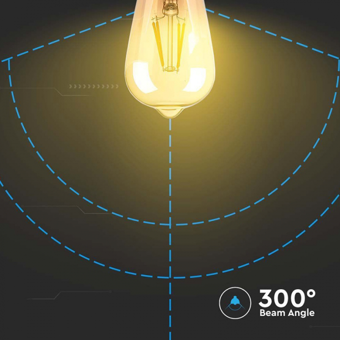 Bec led st64 e27 4w cu filament 2200k model edison V-tac [6]