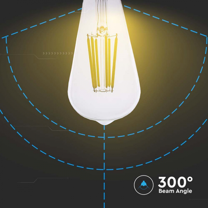 Bec led ST64 E27 4W cu filament 3000K model Edison V-tac [6]