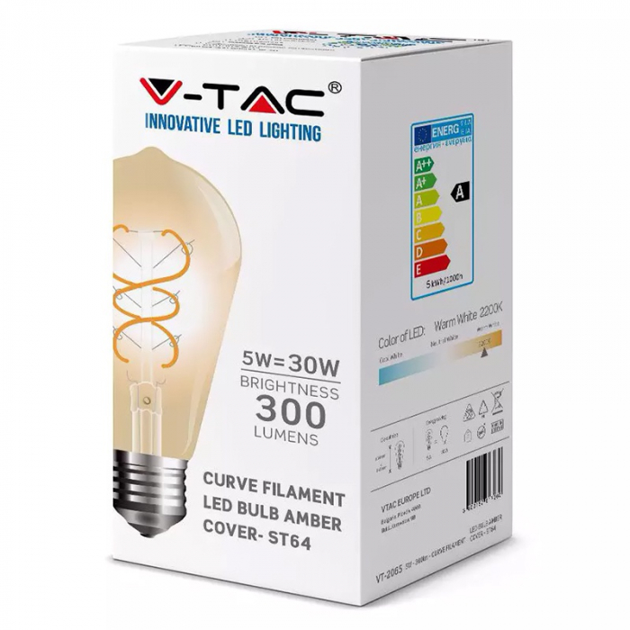 BEC LED ST64 E27 5W CU FILAMENT 2200K ALB CALD MODEL VINTAGE [3]