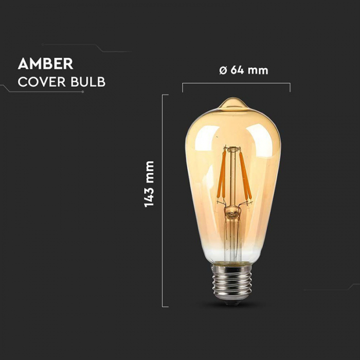 BEC LED ST64 E27 8W CU FILAMENT 2200K ALB CALD MODEL EDISON [4]