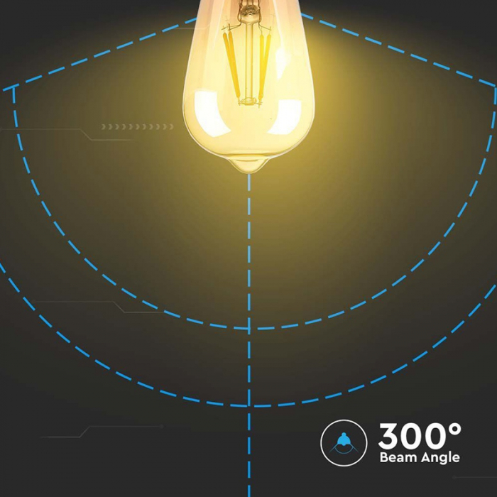 BEC LED ST64 E27 8W CU FILAMENT 2200K ALB CALD MODEL EDISON [6]