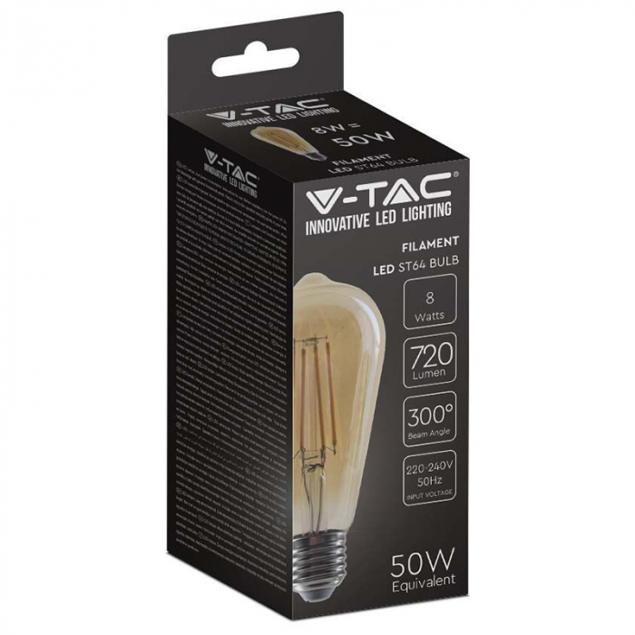 BEC LED ST64 E27 8W CU FILAMENT 2200K ALB CALD MODEL EDISON [3]