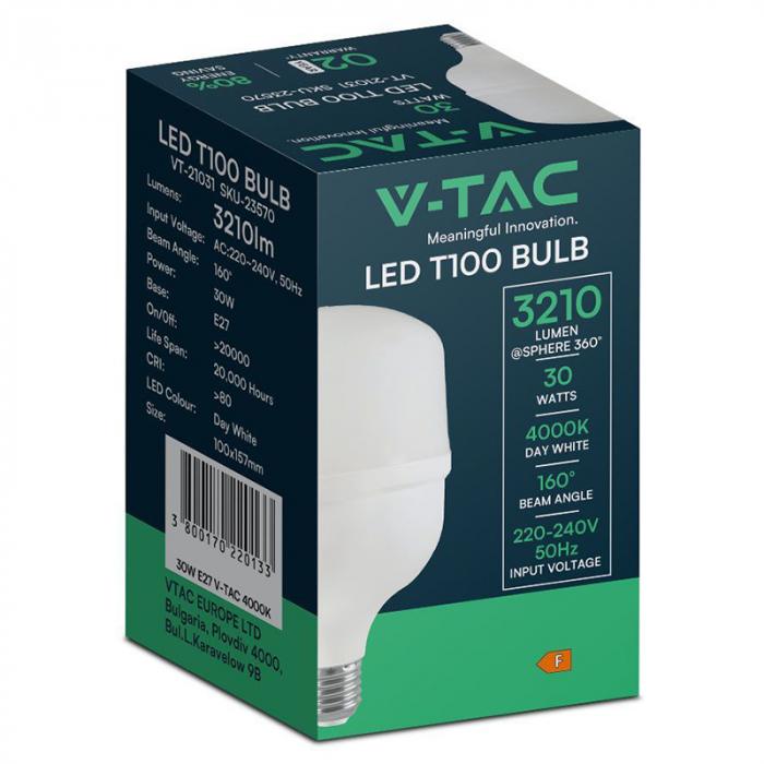 Bec Led T100 E27 30W 6500K ALB RECE [3]
