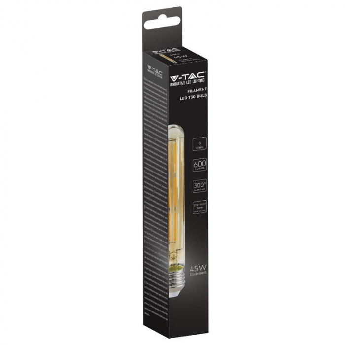 Bec led t30 e27 cu filament 6w 2200k alb cald V-tac [3]