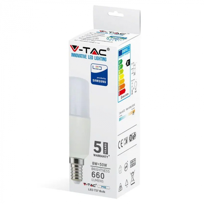 Bec led t37 e14 8w 4000k alb neutru V-tac [4]