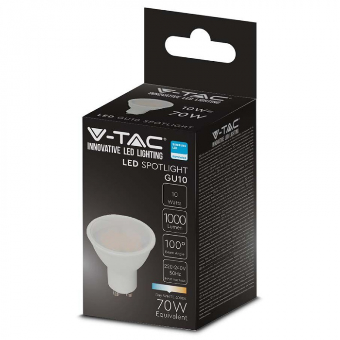 Bec spot LED GU10, 10W, 4000K, alb neutru, cip Samsung, V-TAC [4]