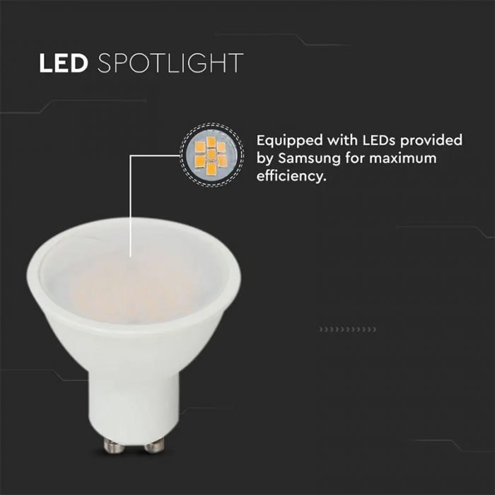 Bec spot LED GU10, 10W, 6500K, alb rece, cip Samsung, V-TAC [6]