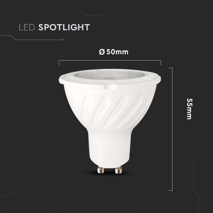 Bec spot LED GU10, 6W, 3000K, alb cald, cip Samsung, V-TAC [5]