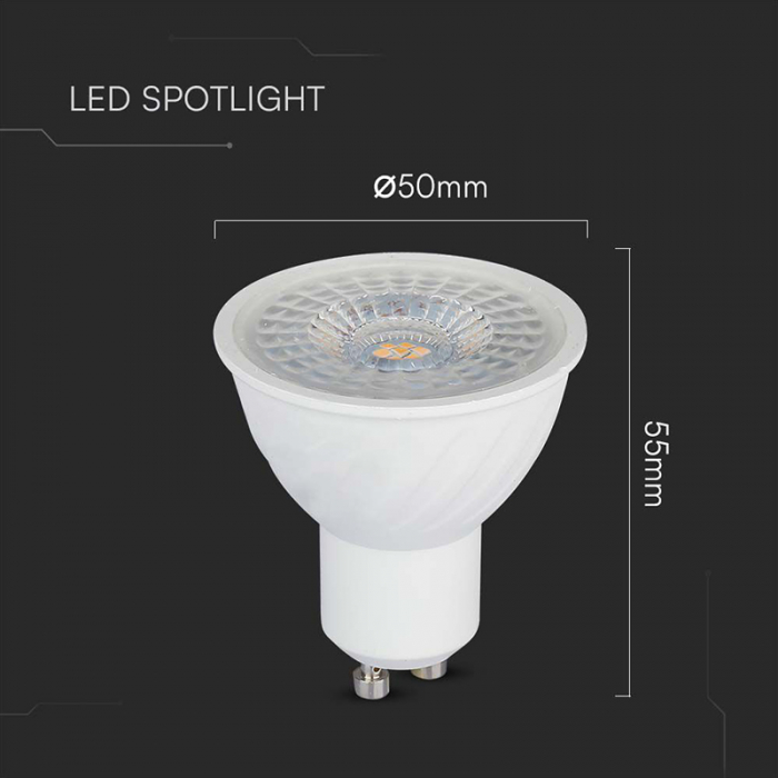 Bec spot led gu10 6w 6400k alb rece, cip samsung V-tac. [6]