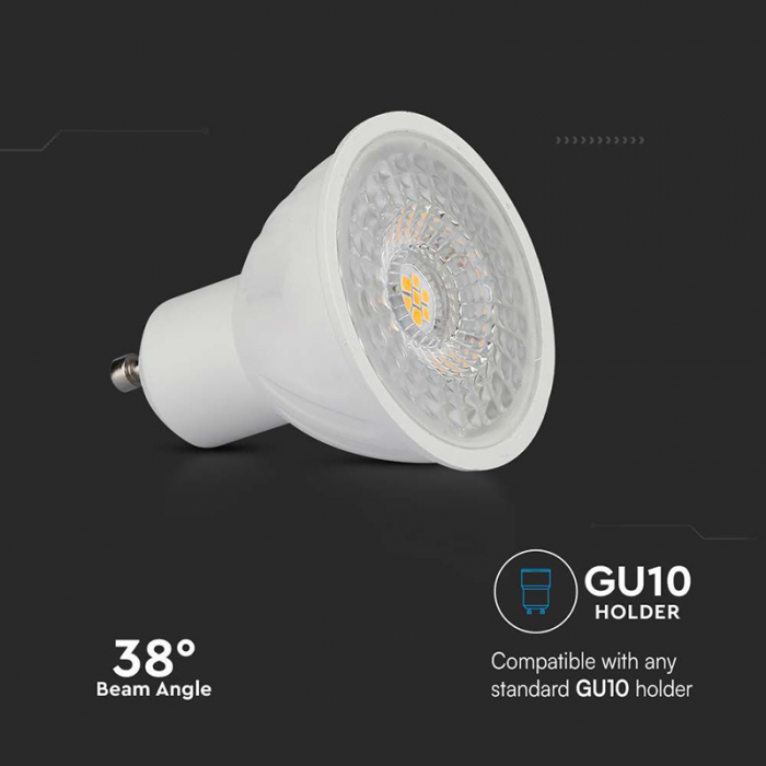 Bec spot led gu10 6w 6400k alb rece, cip samsung V-tac. [8]