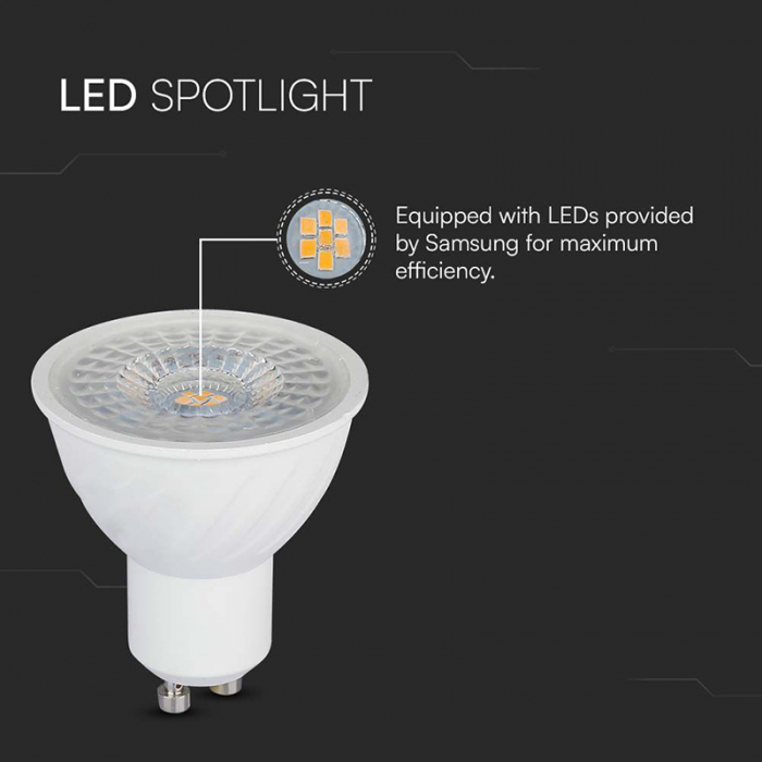 Bec spot led gu10 6w 6400k alb rece, cip samsung V-tac. [7]