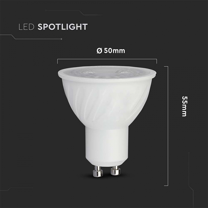Bec spot led gu10 6w dimabil 3000k alb cald, cip Samsung V-tac [6]