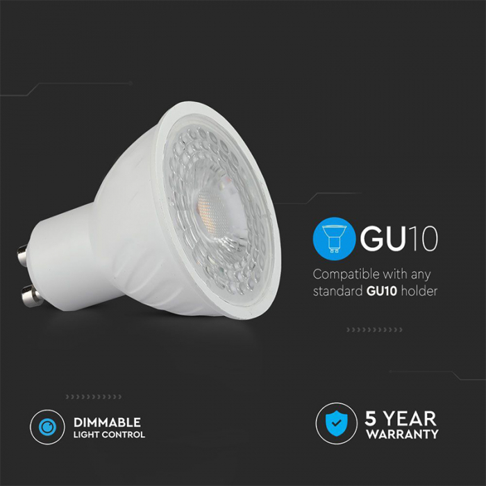 Bec spot LED GU10, 6W, dimabil, 4000K, alb neutru, cip Samsung, V-TAC [7]