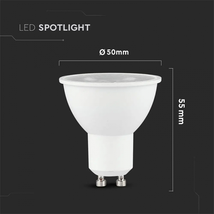 Bec spot led gu10 8w 220-240v 6400k alb rece V-tac [5]