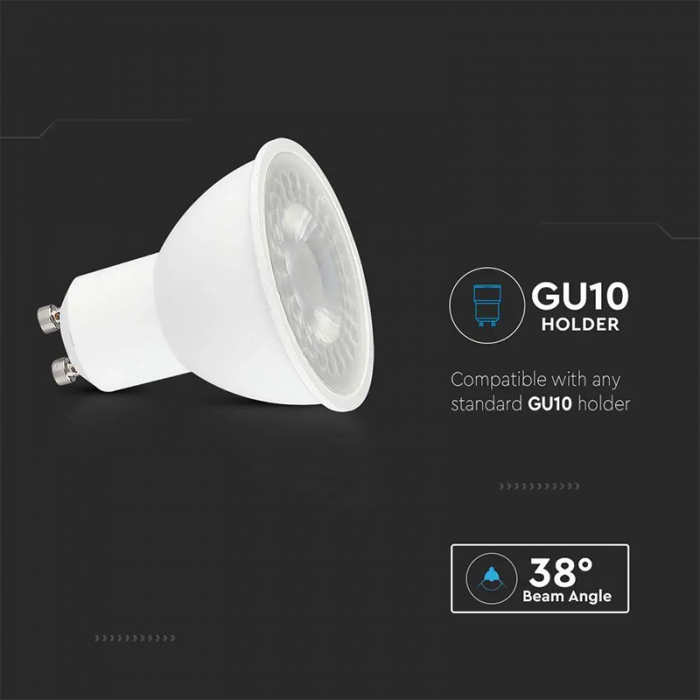 Bec spot led gu10 8w 220-240v 6400k alb rece V-tac [7]