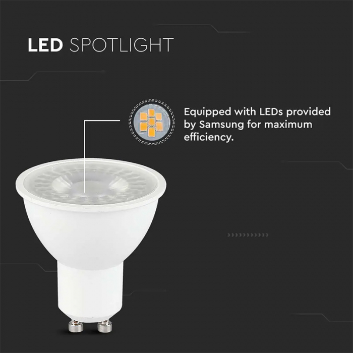 Bec spot led gu10 8w 220-240v 6400k alb rece V-tac [6]