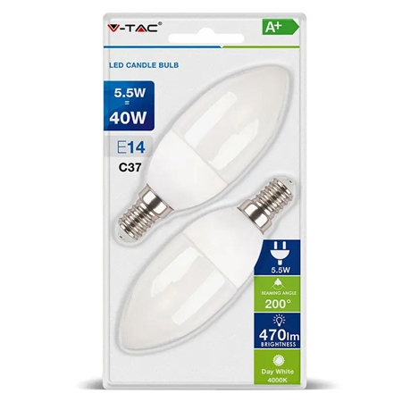 BLISTER 2 BECURI LED E14 5.5W 6400K ALB RECE [1]