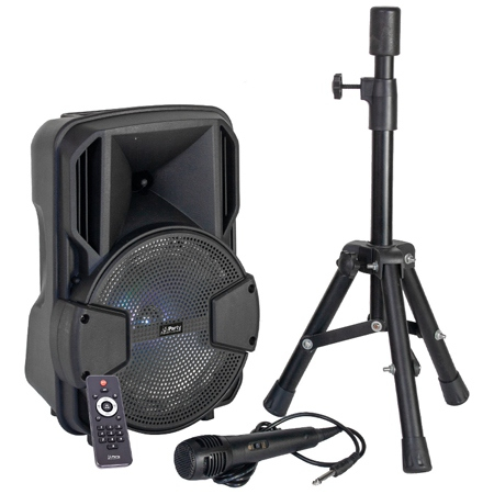 BOXA ACTIVA 8"/20CM 15W ILUMINAT LED CU BT/USB/MSD/FM + STAND + MICROFON [1]