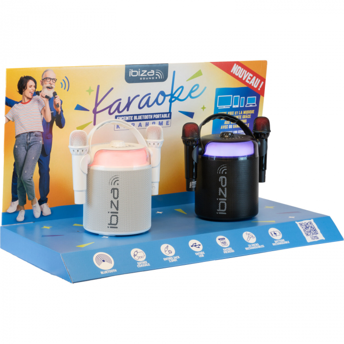 BOXA KARAOKE CU 2 MICROFOANE WIRELESS BT/USB/MSD/AUX - ALB [4]
