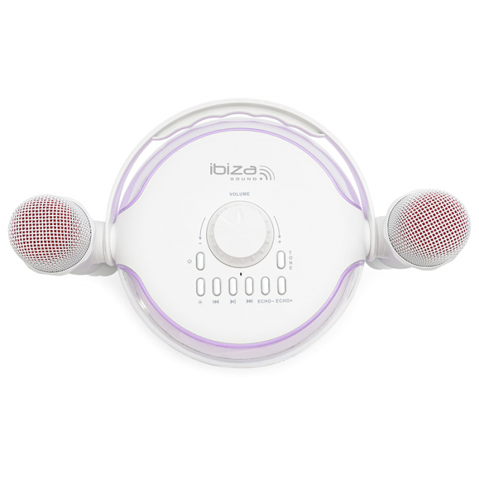 BOXA KARAOKE CU 2 MICROFOANE WIRELESS BT/USB/MSD/AUX - ALB [11]