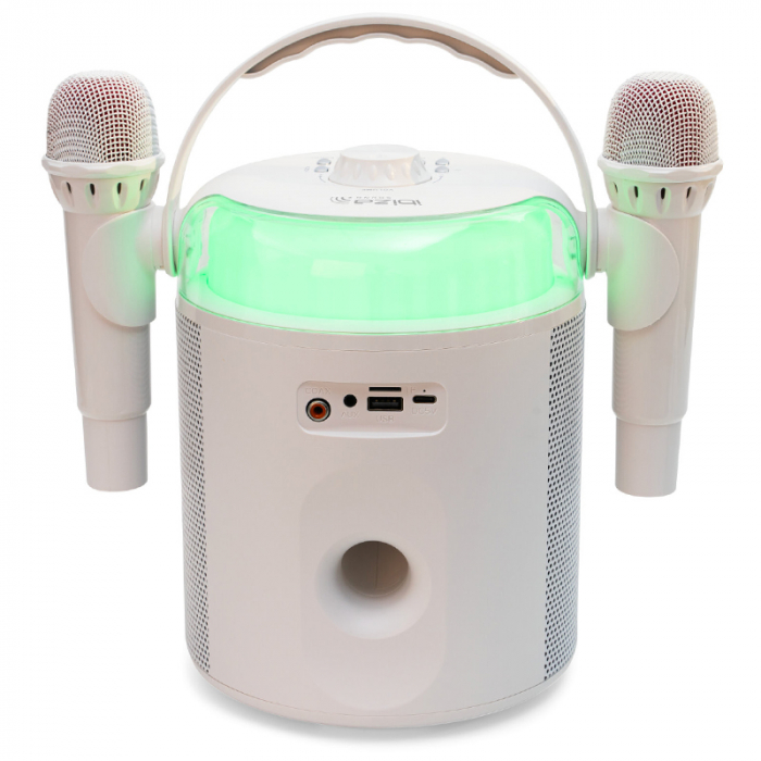 BOXA KARAOKE CU 2 MICROFOANE WIRELESS BT/USB/MSD/AUX - ALB [9]