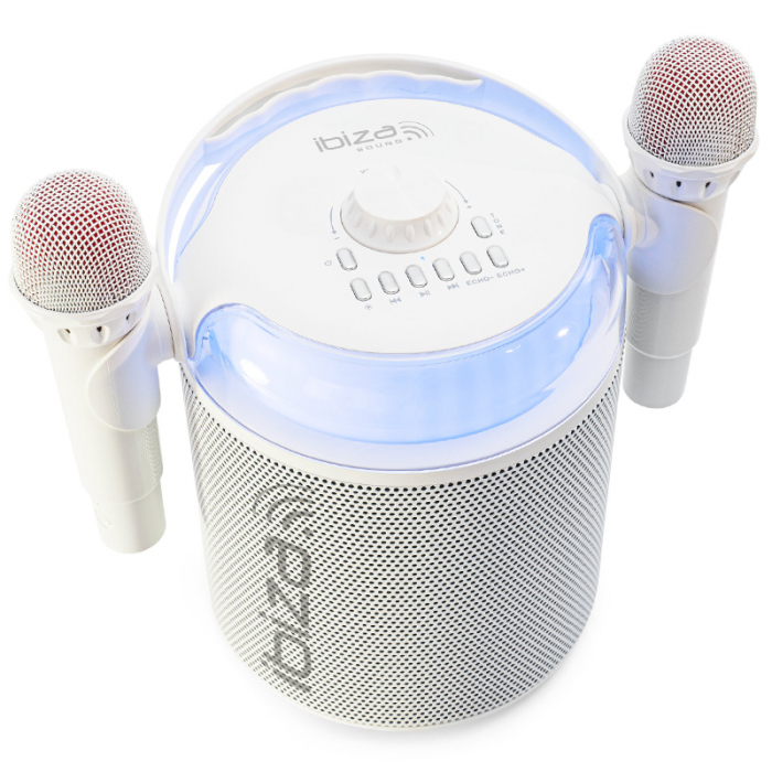 BOXA KARAOKE CU 2 MICROFOANE WIRELESS BT/USB/MSD/AUX - ALB [5]