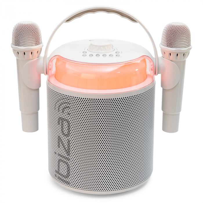 BOXA KARAOKE CU 2 MICROFOANE WIRELESS BT/USB/MSD/AUX - ALB [8]