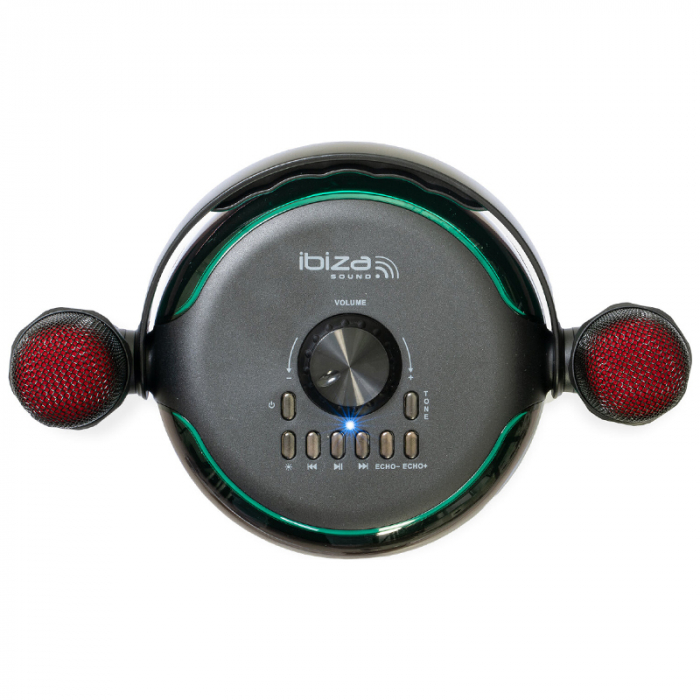 BOXA KARAOKE CU 2 MICROFOANE WIRELESS BT/USB/MSD/AUX - NEGRU [6]