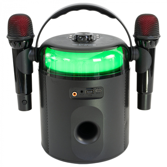 BOXA KARAOKE CU 2 MICROFOANE WIRELESS BT/USB/MSD/AUX - NEGRU [3]
