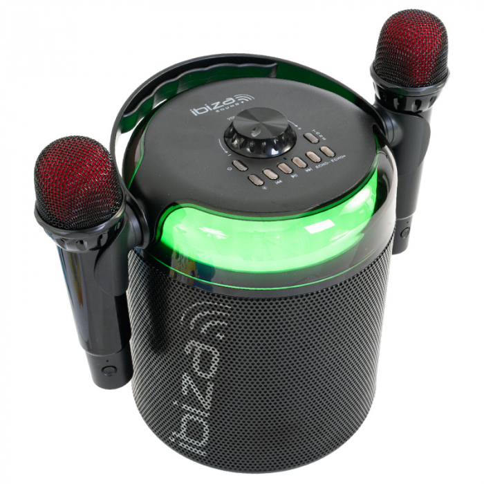 BOXA KARAOKE CU 2 MICROFOANE WIRELESS BT/USB/MSD/AUX - NEGRU [4]