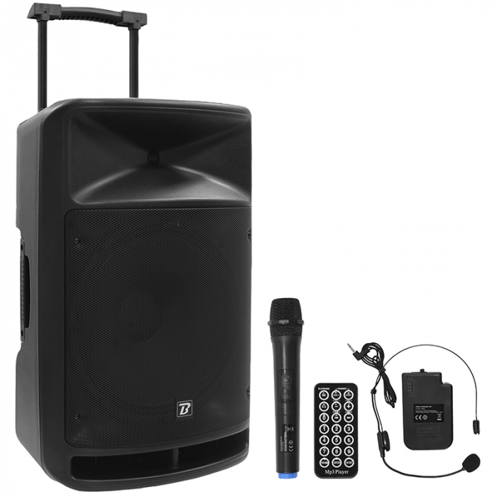 Boxa portabila BoomToneDJ TRAVELSOUND15, 15"/38cm, 350W RMS, BT/USB/FM/SD, 2 microfoane VHF, Bluetooth [2]