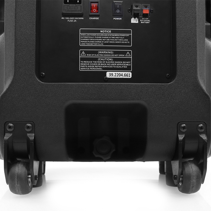 Boxa portabila BoomToneDJ TRAVELSOUND15, 15"/38cm, 350W RMS, BT/USB/FM/SD, 2 microfoane VHF, Bluetooth [16]