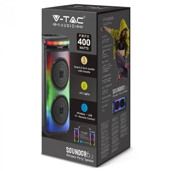 BOXA PORTABILA 2X6" 50W RMS BT/FM/AUX [9]
