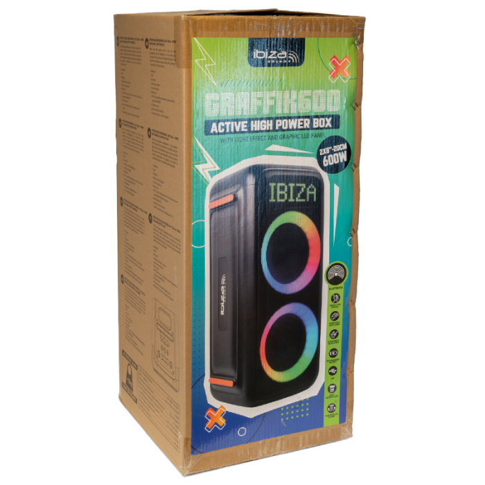 BOXA PORTABILA 2X8"/20CM 300W TWS BT/FM/USB/MSD [7]