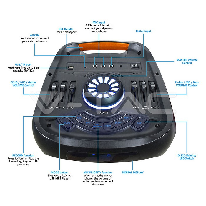 BOXA PORTABILA 2X8" 40W RMS BT/FM/AUX [6]