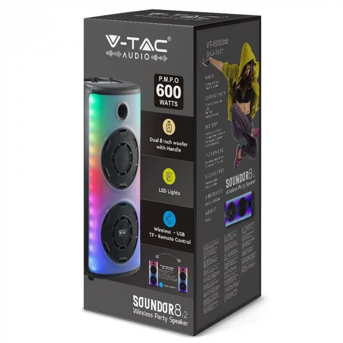 BOXA PORTABILA 2X8" 65W RMS BT/FM/AUX [12]