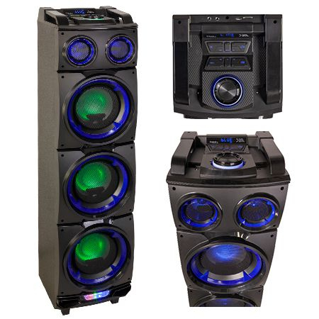 BOXA PORTABILA 3X8"/20CM ILUMINATA 300W USB/SD/BT/FM/AUX [1]