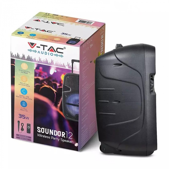 BOXA PORTABILA ILUMINATA LED 12"/30CM 35W RMS CU USB/SD/BT/FM [4]
