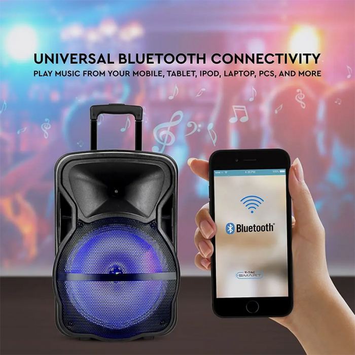 BOXA PORTABILA ILUMINATA LED 12"/30CM 35W RMS CU USB/SD/BT/FM [8]