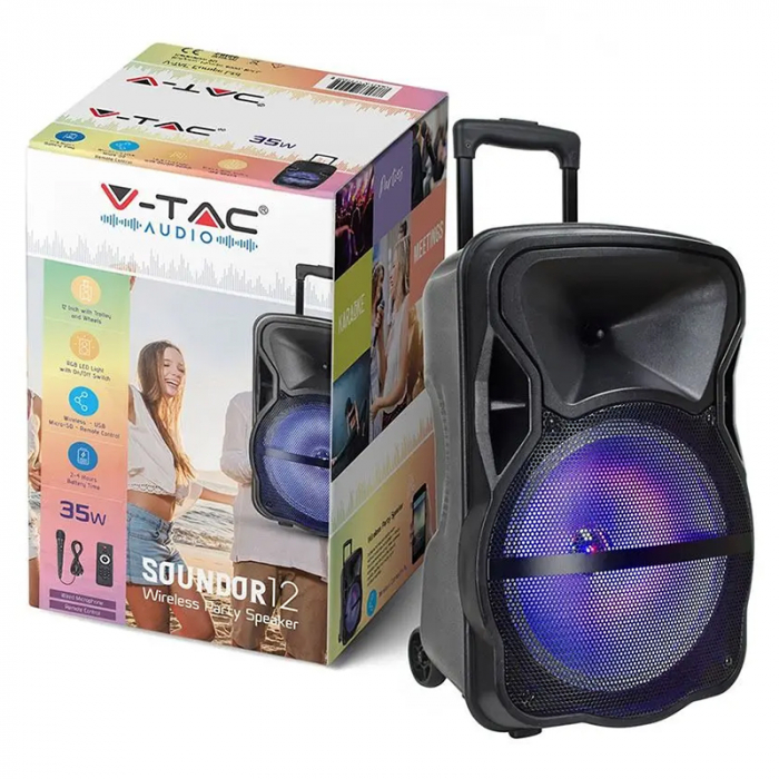 BOXA PORTABILA ILUMINATA LED 12"/30CM 35W RMS CU USB/SD/BT/FM [5]