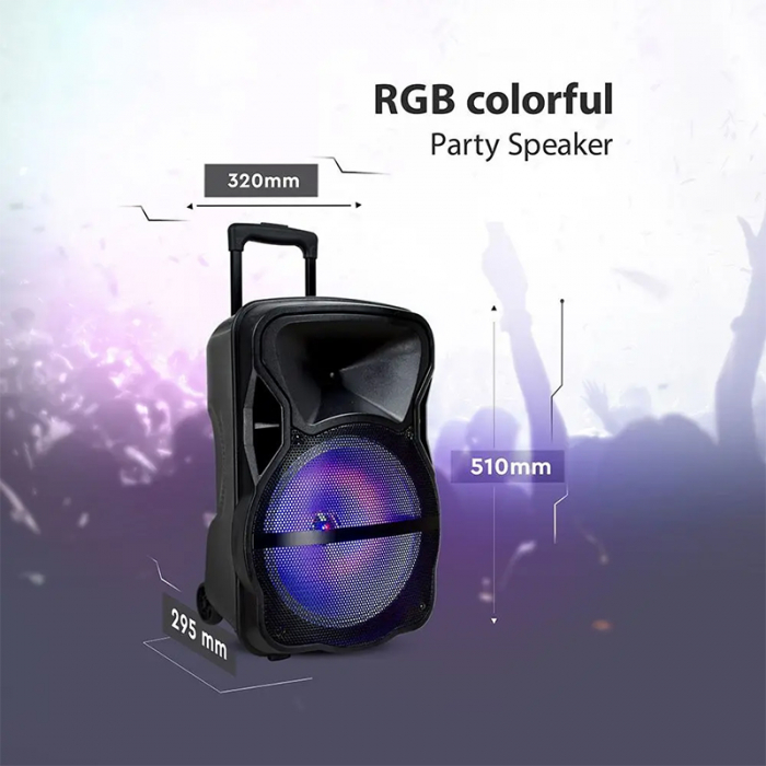 BOXA PORTABILA ILUMINATA LED 12"/30CM 35W RMS CU USB/SD/BT/FM [6]