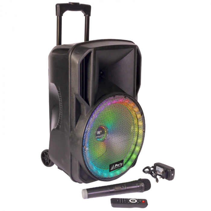 BOXA PORTABILA ILUMINATA LED 15"/38CM 50W RMS CU USB/SD/BT/FM [4]