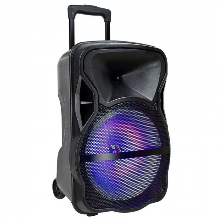 BOXA PORTABILA ILUMINATA LED 15"/38CM 50W RMS CU USB/SD/BT/FM [2]