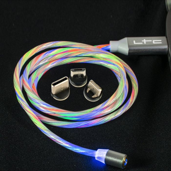 CABLU 1M 3IN1 TIP C/IPHONE/MICRO USB ILUMINAT LED RGB [3]