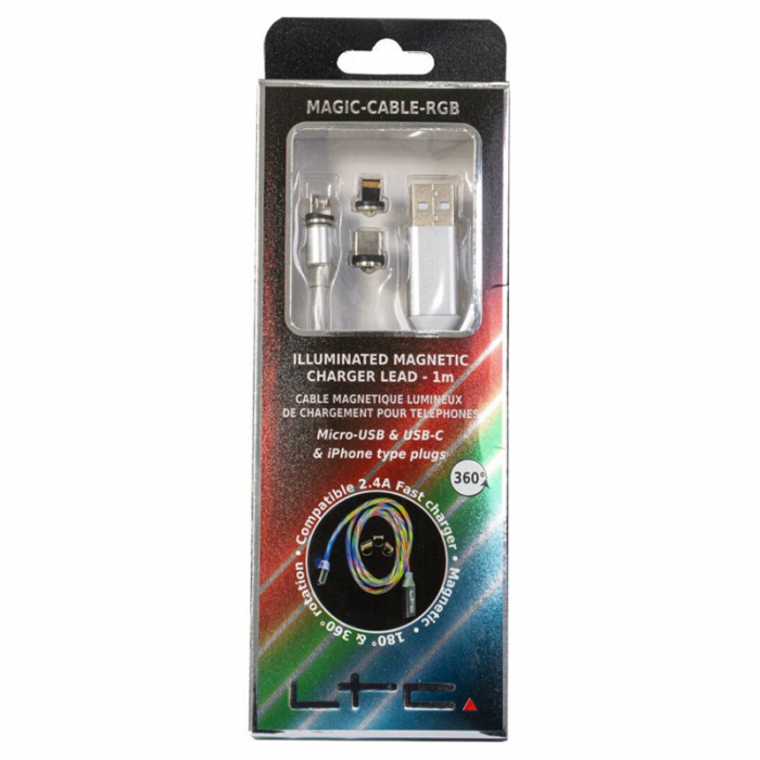 CABLU 1M 3IN1 TIP C/IPHONE/MICRO USB ILUMINAT LED RGB [5]