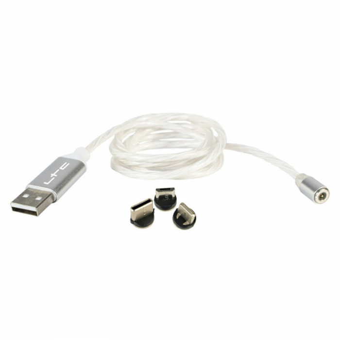 CABLU 1M 3IN1 TIP C/IPHONE/MICRO USB ILUMINAT LED RGB [2]