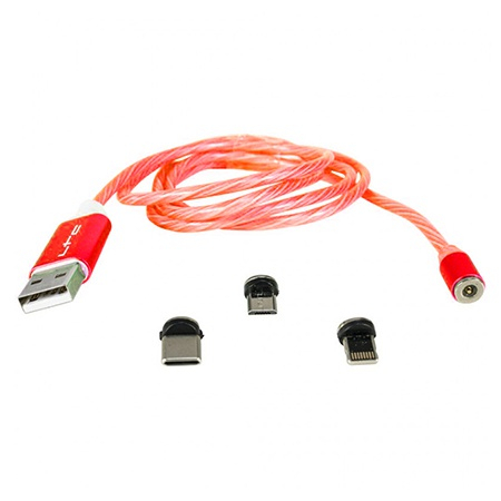 CABLU 1M 3IN1 TIP C/IPHONE/MICRO USB ILUMINAT LED ROSU [1]