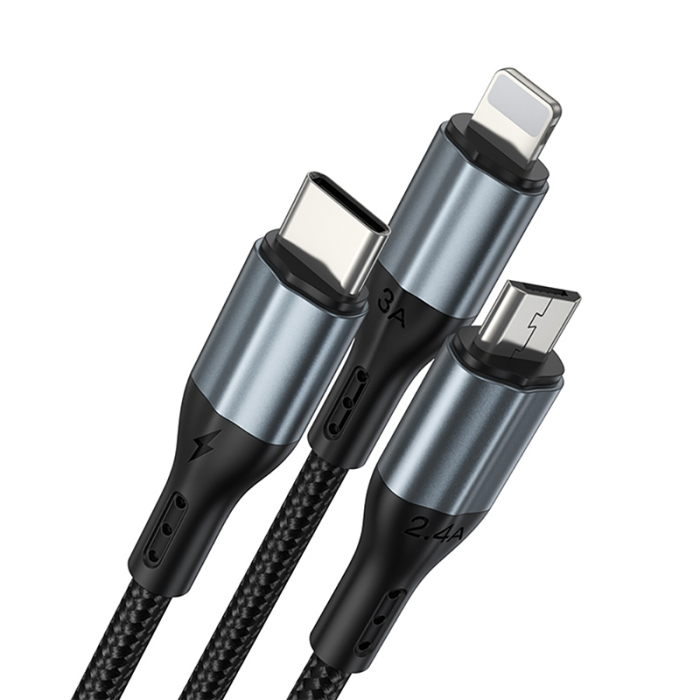 CABLU 3A 3IN1 USB LA USB-C - LIGHTNING - MICRO USB [3]