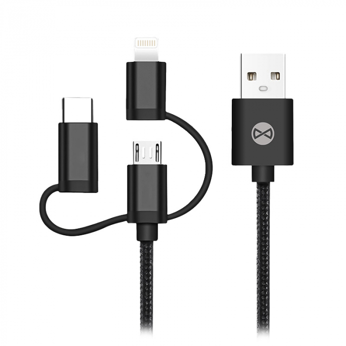 CABLU 3IN1 USB-LIGHTNING-UCB-C-MICRO USB 1M 1.5A - NEGRU [2]