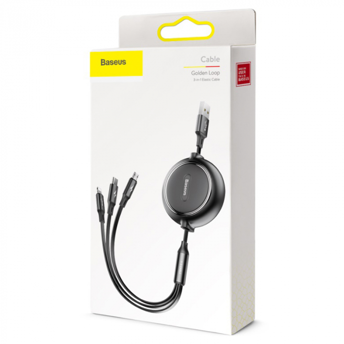 CABLU 3IN1 USB-USB-C-MICRO USB-LIGHTNING 1.2M 3.5A RETRACTABIL [3]